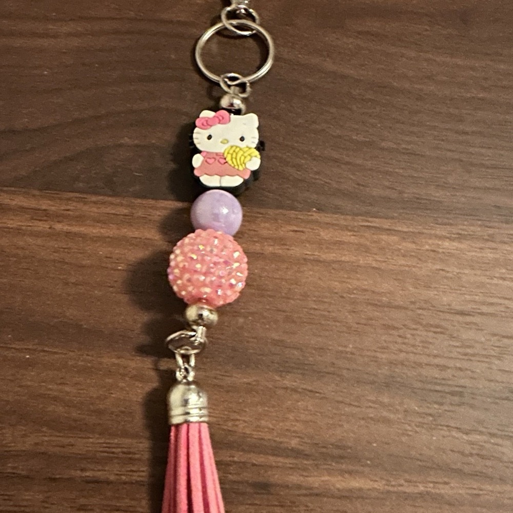 Hello Kitty Beaded Pink Keychain Purse Charm